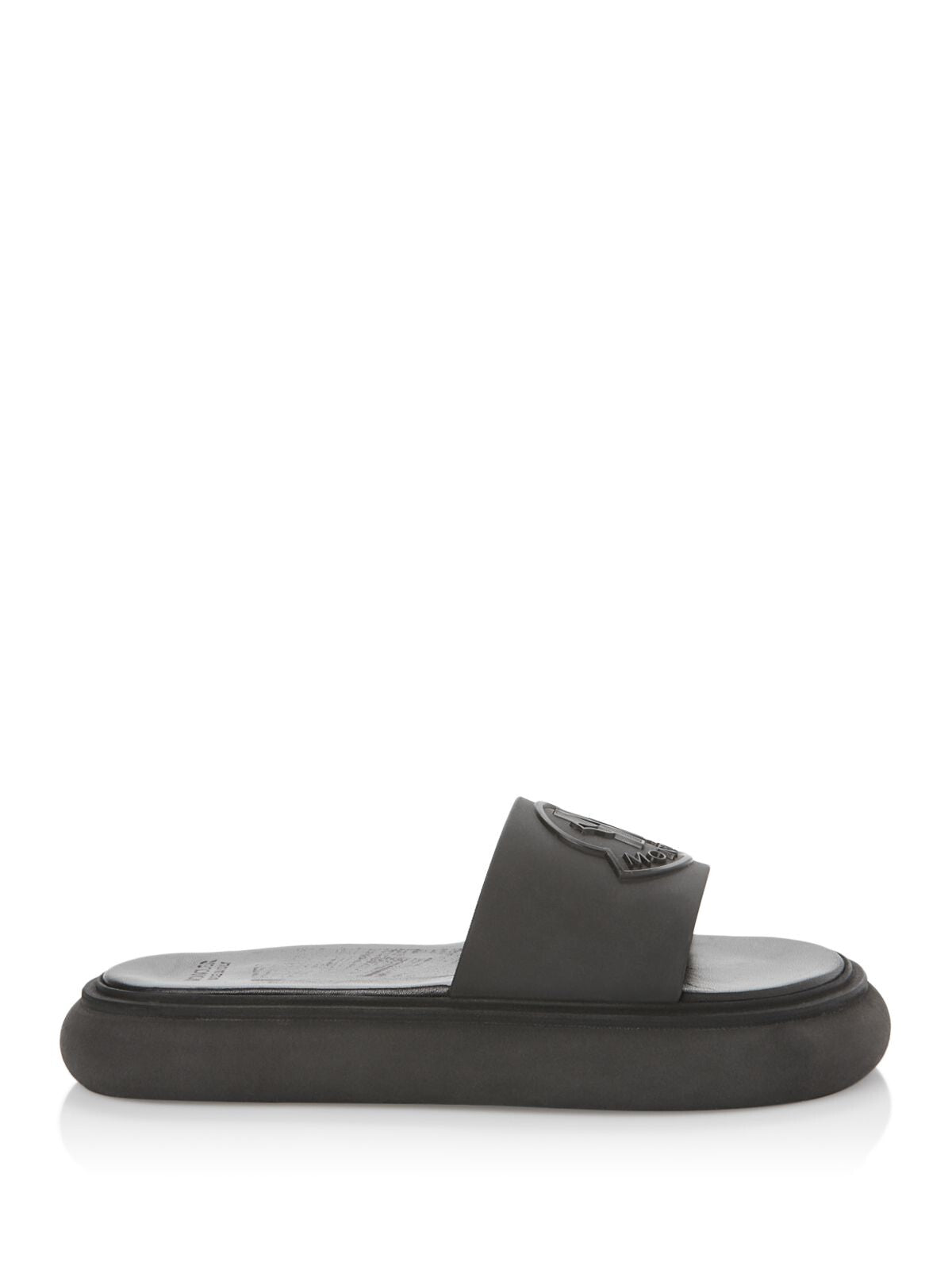 MONCLER Womens Black Logo Slyder Round Toe Platform Slip On Slide Sandals Shoes