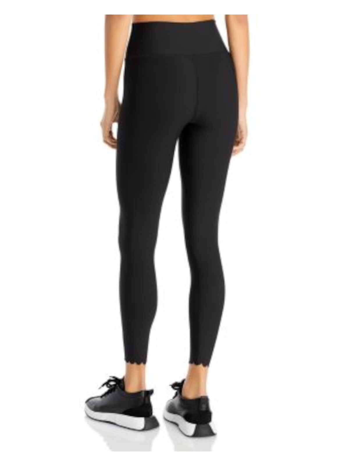 AQUA ATHLETIC Womens Black Scalloped Skinny-leg Pull-on High Waist Leggings XL