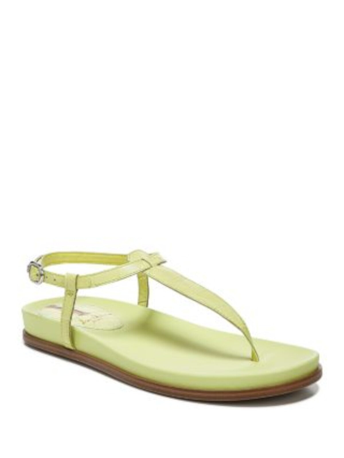 SAM EDELMAN NEW YORK Womens Green Croc Upper Cushioned T-Strap Naomi Round Toe Wedge Buckle Leather Thong Sandals Shoes 8.5 M