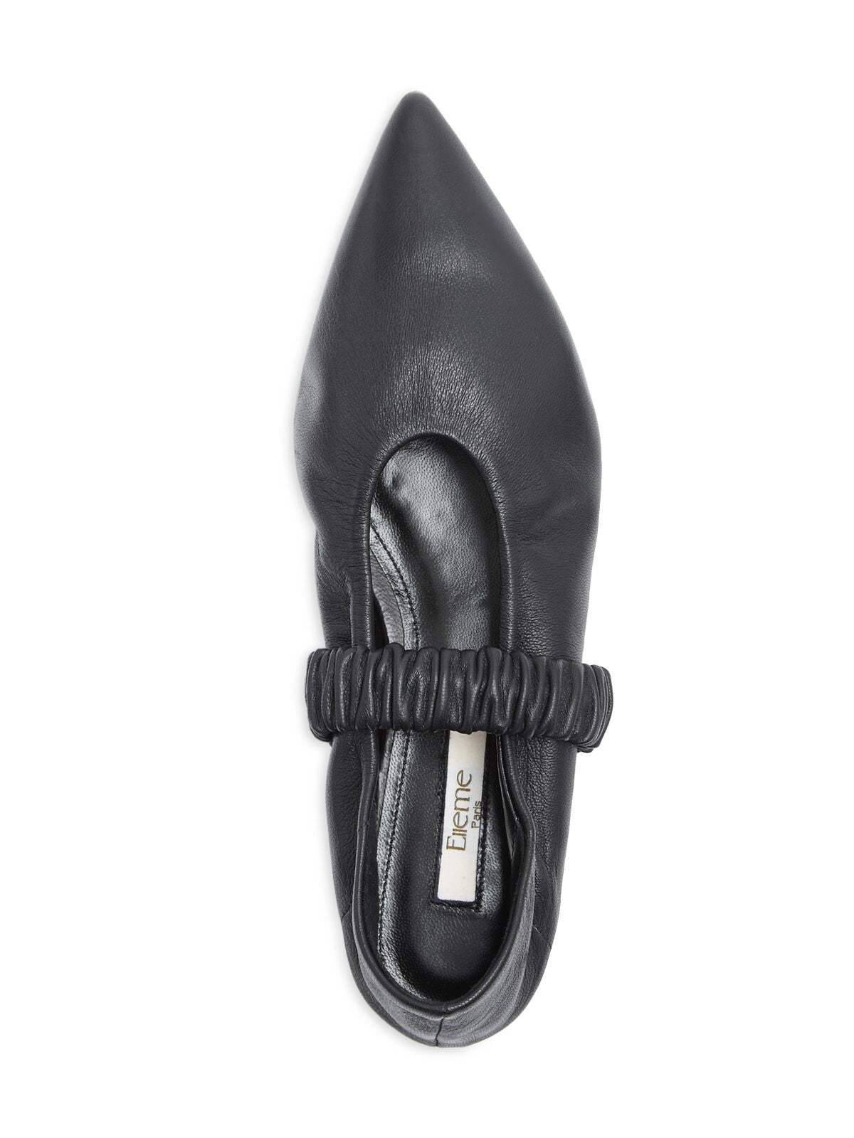 ELLEME Womens Black Stretch Comfort Chouchou Ballerina Pointed Toe Block Heel Slip On Leather Ballet Flats 37.5