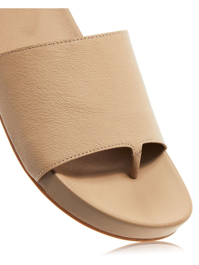 EILEEN FISHER Womens Beige Comfort Motion Round Toe Platform Slip On Leather Thong Sandals Shoes