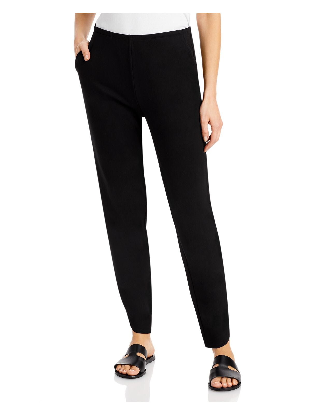 & BASICS Womens Black Pocketed Pull-on Slim Fit Tulip Hems Wear To Work Straight leg Pants XS