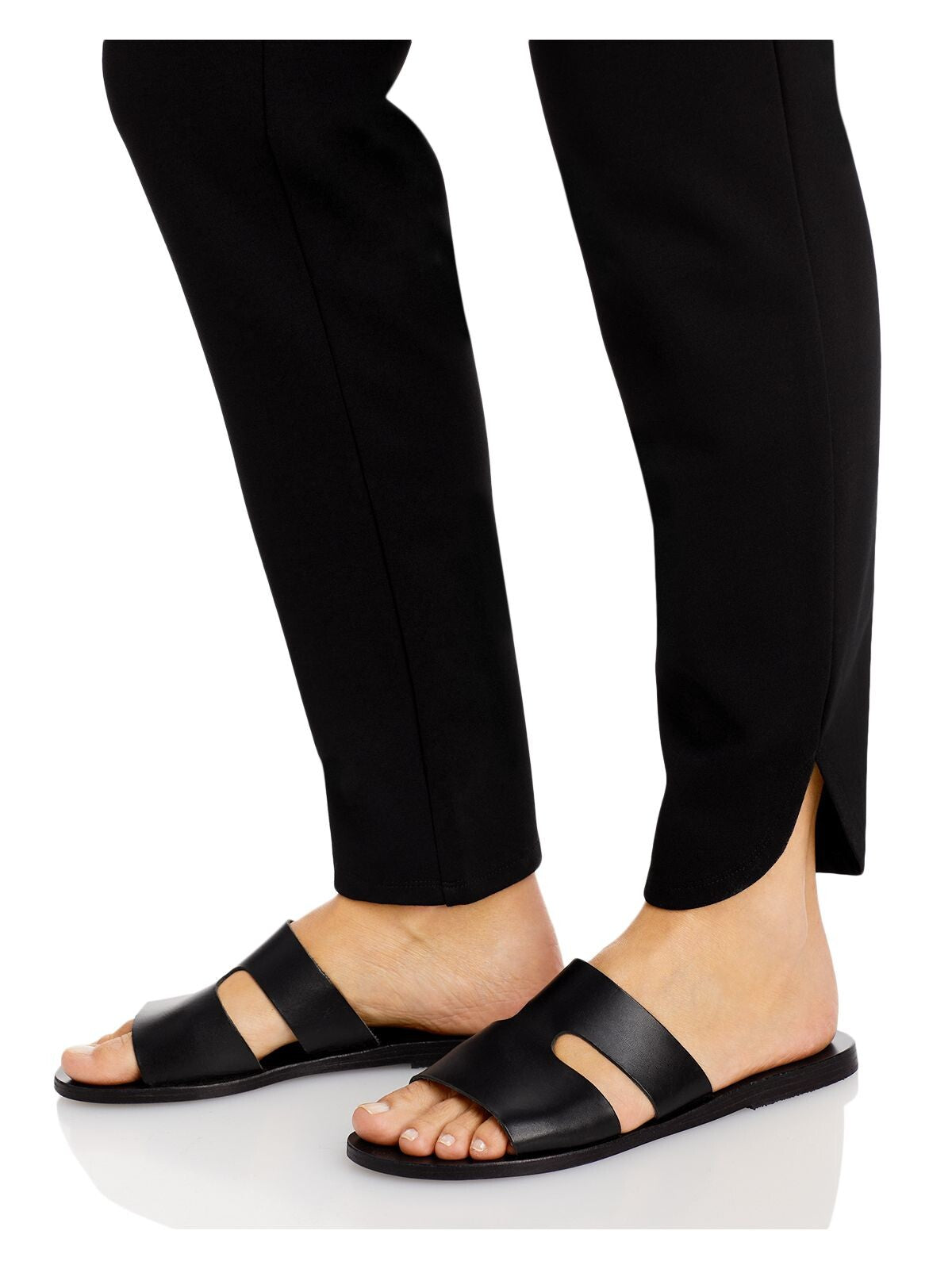 & BASICS Womens Black Pocketed Pull-on Slim Fit Tulip Hems Wear To Work Straight leg Pants S