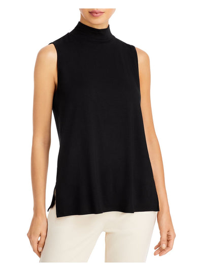 & BASICS Womens Sleeveless Relaxed Fit Vented Hems Mock Neck Wear To Work Top