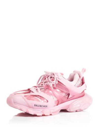 BALENCIAGA Womens Pink Mixed Media Dual Pull-Tabs 1" Platform Track Round Toe Wedge Lace-Up Sneakers Shoes 6