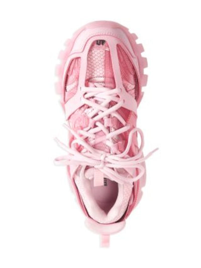 BALENCIAGA Womens Pink Mixed Media Dual Pull-Tabs 1" Platform Track Round Toe Wedge Lace-Up Sneakers Shoes 9