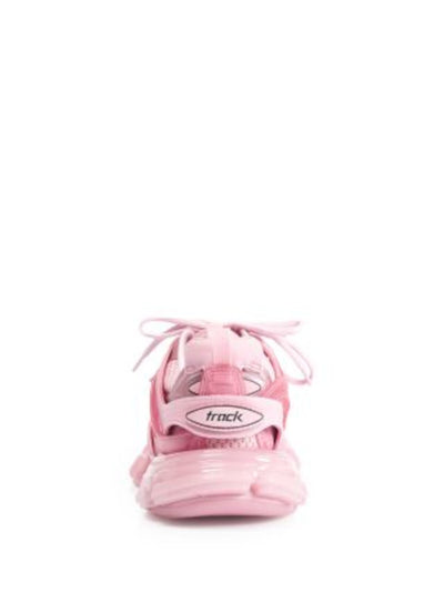 BALENCIAGA Womens Pink Mixed Media Dual Pull-Tabs 1" Platform Track Round Toe Wedge Lace-Up Sneakers Shoes 9