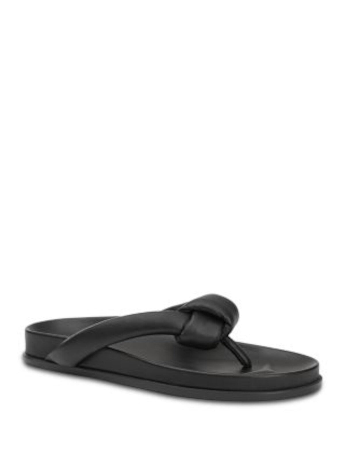 LAFAYETTE 148 NEW YORK Womens Black Knotted Strap Comfort Bristol Almond Toe Slip On Leather Thong Sandals Shoes 36.5