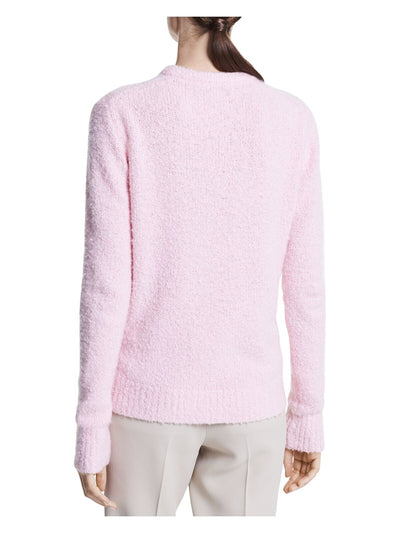 MICHAEL KORS Womens Pink Ribbed Pullover Long Sleeve Crew Neck Sweater L