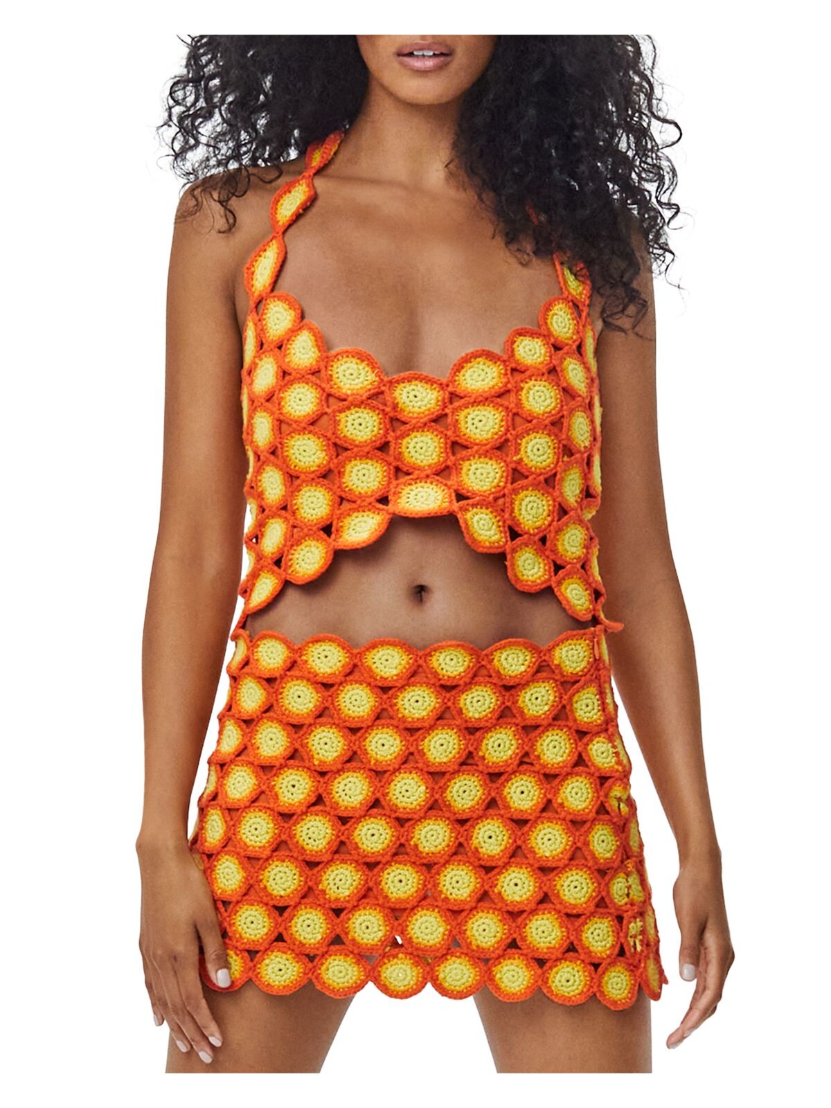 SIMON MILLER Womens Orange Racerback Sleeveless Sweetheart Neckline Crop Top M