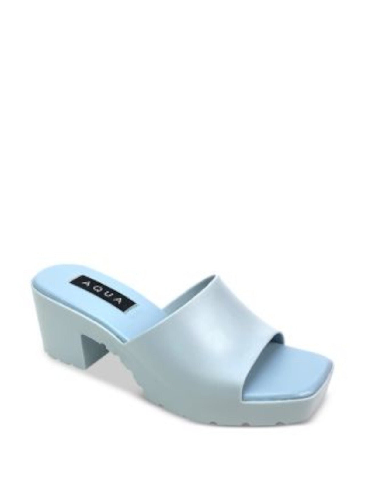 AQUA Womens Light Blue Padded Jelly Square Toe Slip On Heeled Sandal 9