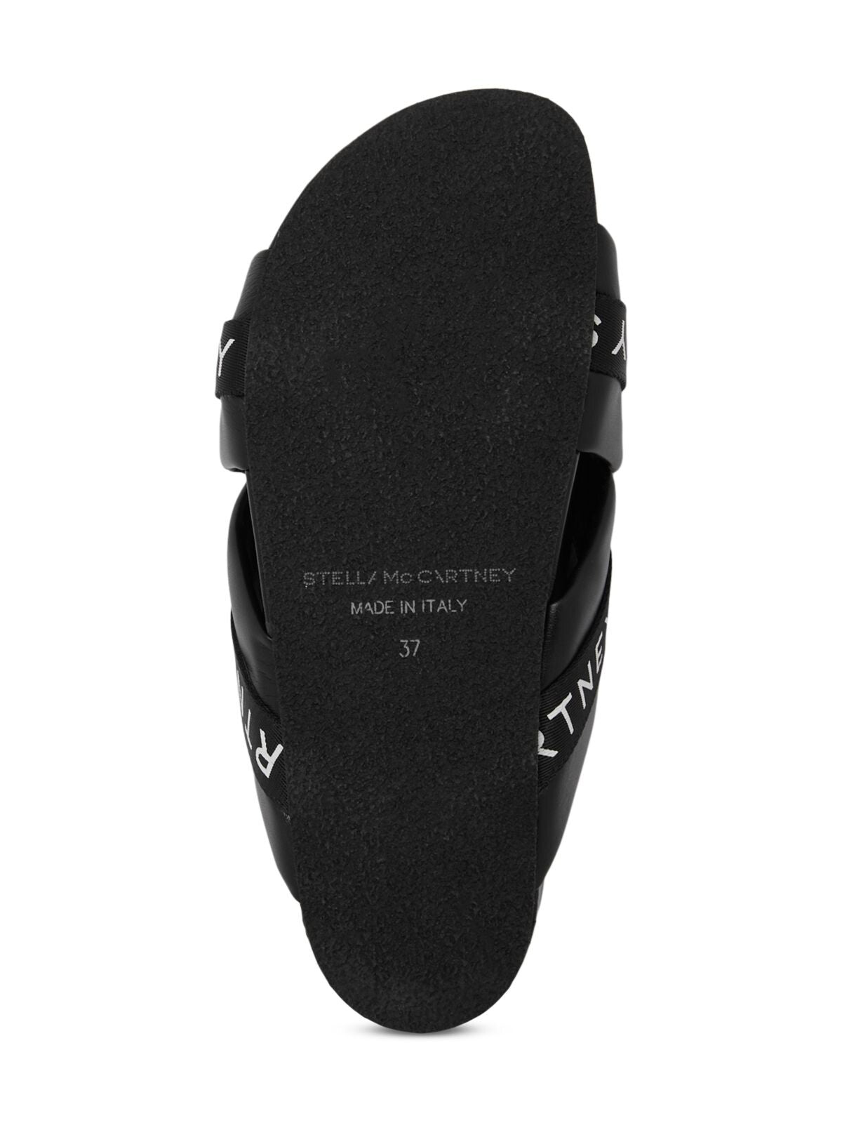 STELLAMCCARTNEY Womens Black Logo Comfort Vesta Round Toe Platform Slip On Slide Sandals Shoes
