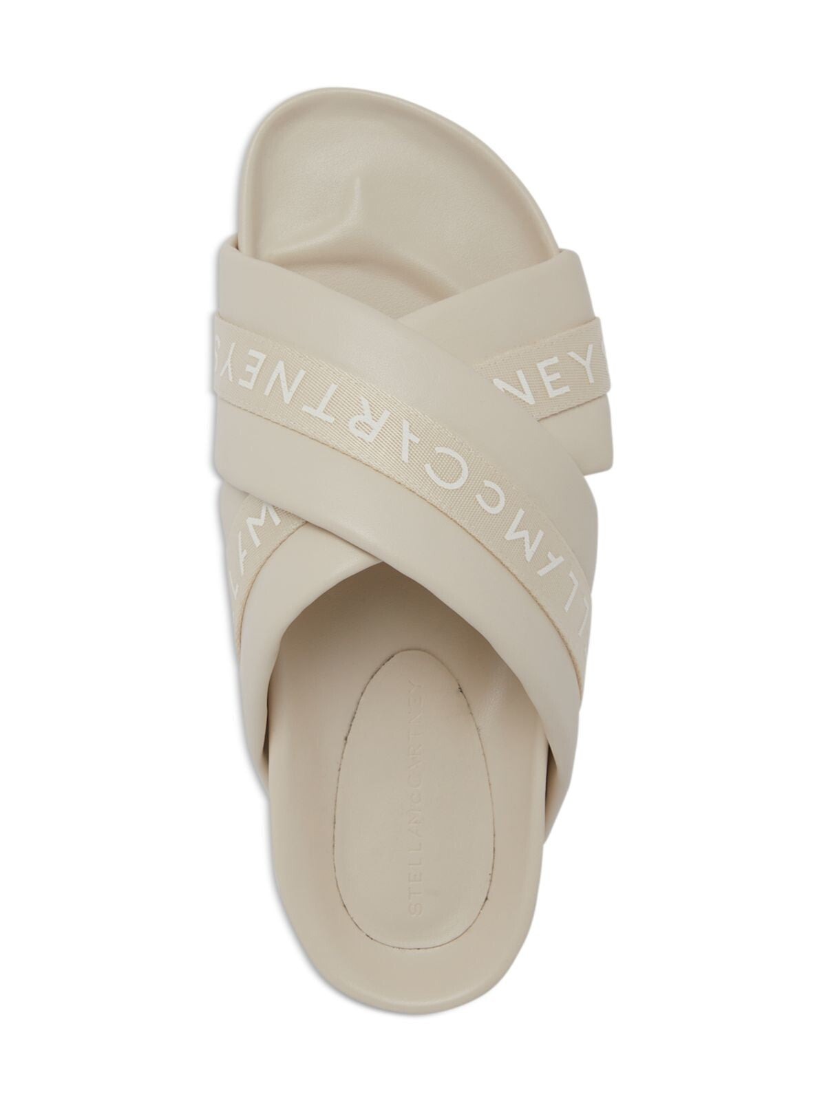 STELLAMCCARTNEY Womens Beige Logo Comfort Vesta Round Toe Platform Slip On Slide Sandals Shoes