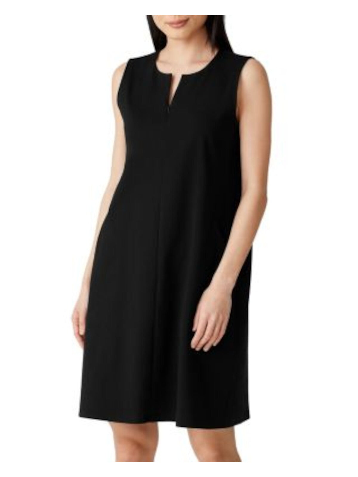 EILEEN FISHER Womens Black Zippered Unlined Sleeveless Round Neck Above The Knee Sheath Dress XL