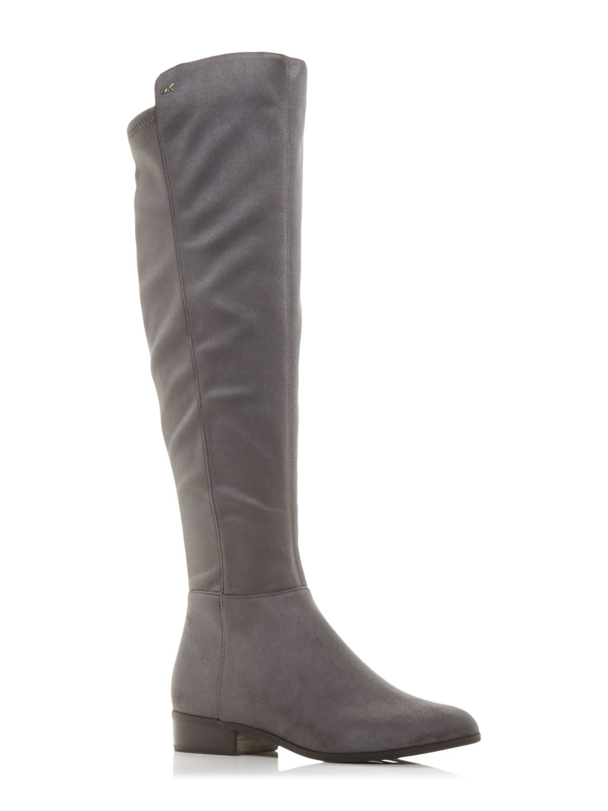MICHAEL MICHAEL KORS Womens Gray Asymmetrical Topline Padded Bromley Round Toe Block Heel Zip-Up Riding Boot 5