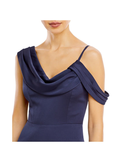 AQUA Womens Zippered Adjustable Lined Sleeveless Asymmetrical Neckline Full-Length Evening Gown Dress