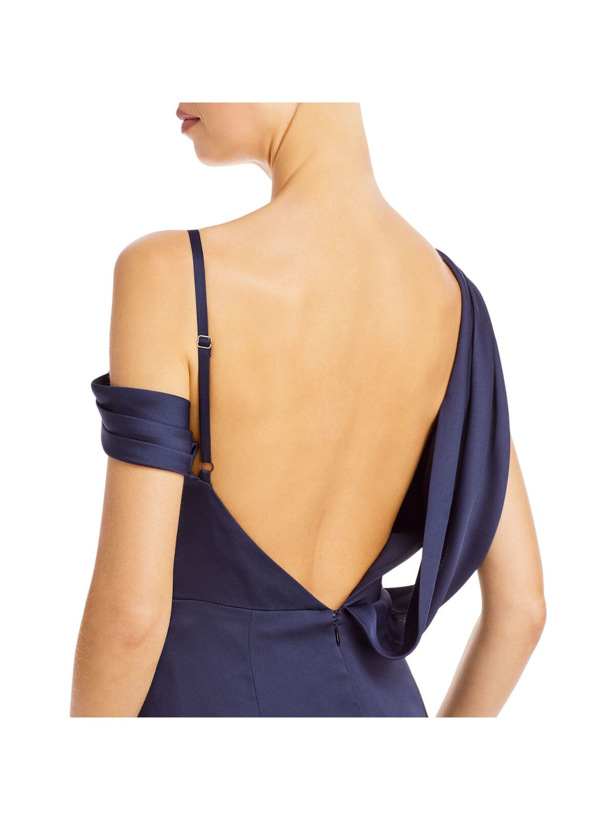AQUA FORMAL Womens Zippered Adjustable Lined Sleeveless Asymmetrical Neckline Full-Length Evening Gown Dress