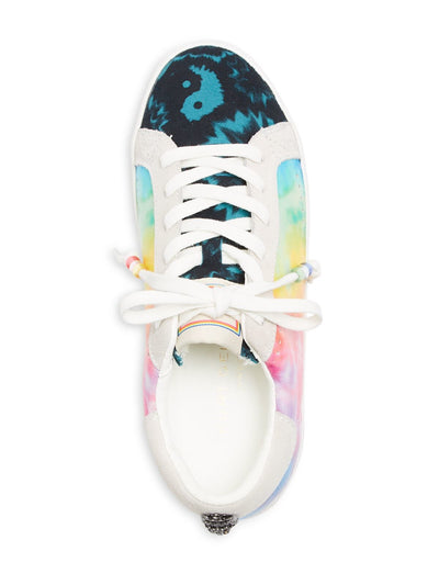 KURT GEIGER Womens Rainbow Tie Dye Embellished Removable Insole Lexi Round Toe Platform Lace-Up Leather Athletic Sneakers 35