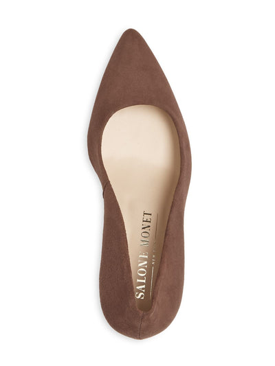 SALONE MONET Womens Brown Recessed 1/2" Platform Comfort Anita Almond Toe Stiletto Slip On Leather Dress Pumps Shoes