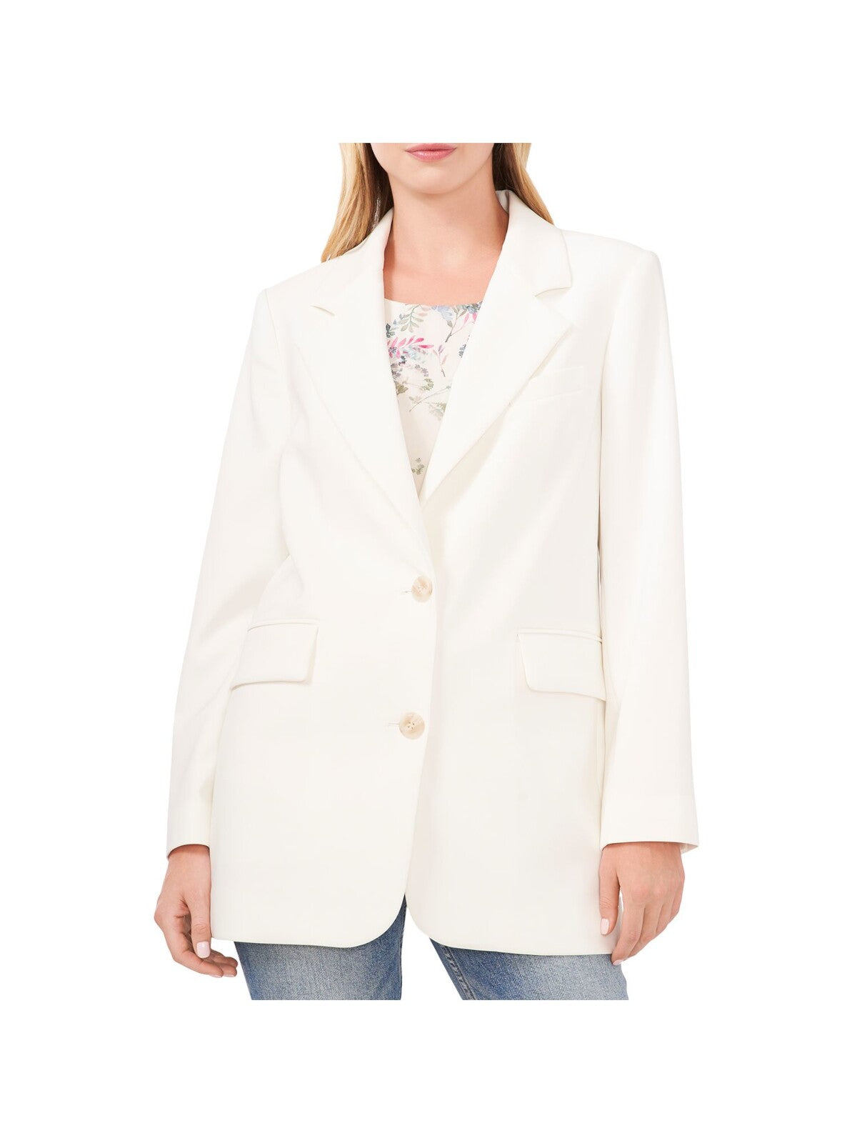VINCE CAMUTO Womens Ivory Slitted Pocketed Button Cuffs Notched Lapels Wear To Work Blazer Jacket 4