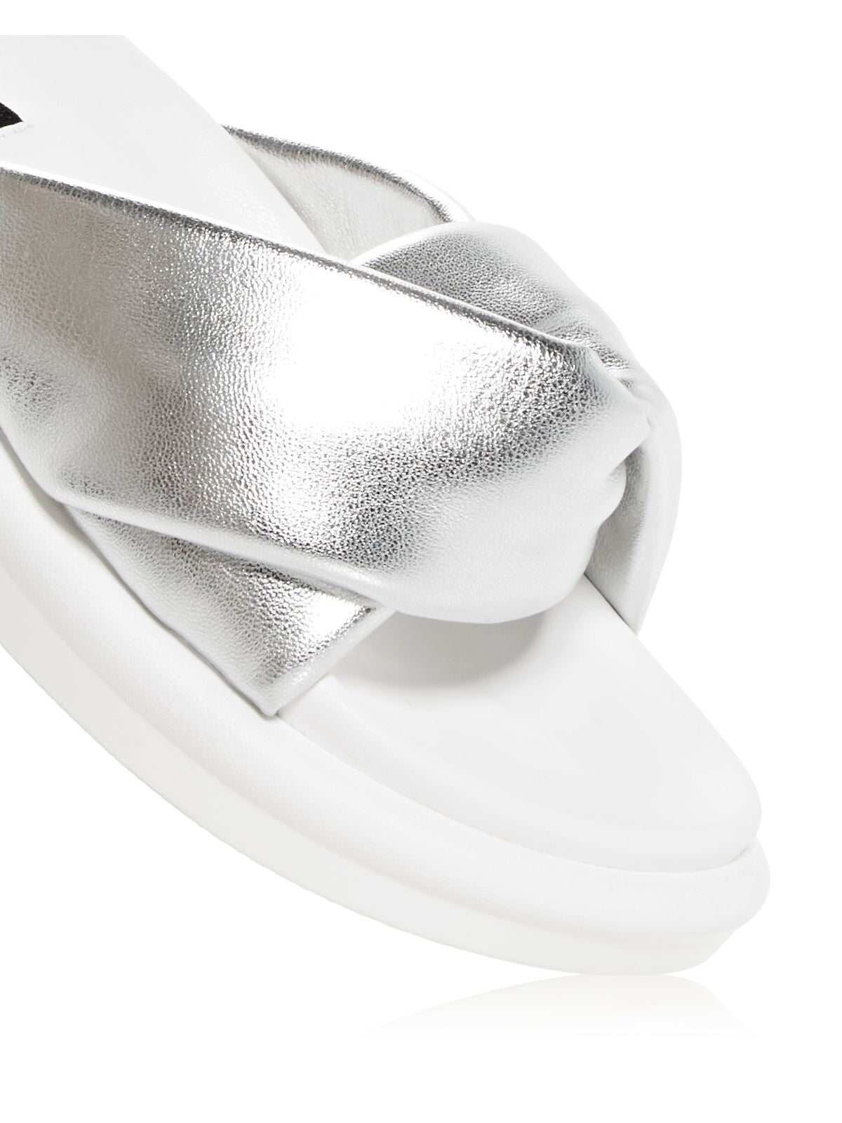 AQUA Womens Silver Comfort Ryle Round Toe Platform Slip On Slide Sandals Shoes M