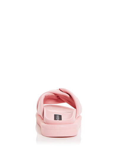 AQUA Womens Pink Knotted Comfort Ryle Round Toe Platform Slip On Slide Sandals Shoes 5.5 M