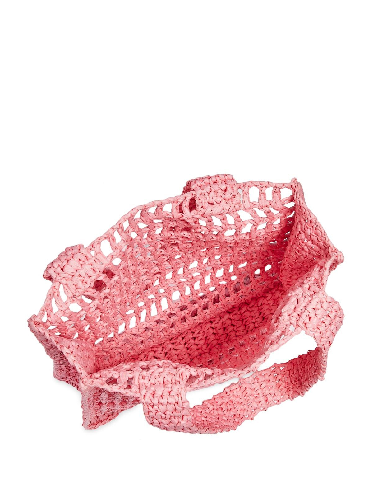AQUA Women's Pink Solid Crochet Double Flat Strap Tote Handbag Purse