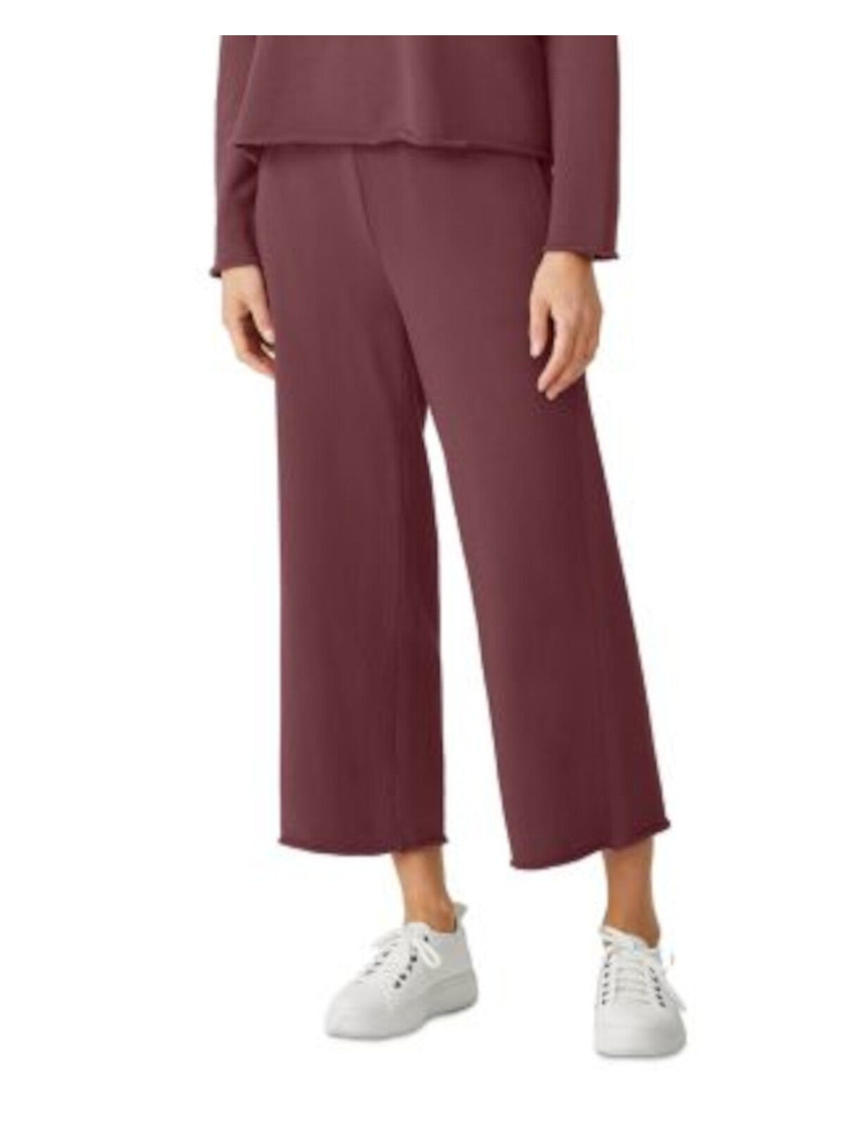 EILEEN FISHER Womens Burgundy Pocketed Raw Seams Pull-on Cropped Pants XL