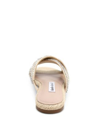 CHARLES DAVID Womens Beige Woven Embellished Padded Kenya Round Toe Slip On Sandals Shoes 11 M