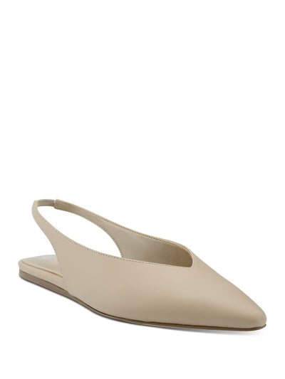 MARC FISHER Womens Beige Slingback Padded Graceful Pointed Toe Slip On Leather Flats Shoes 7.5 M