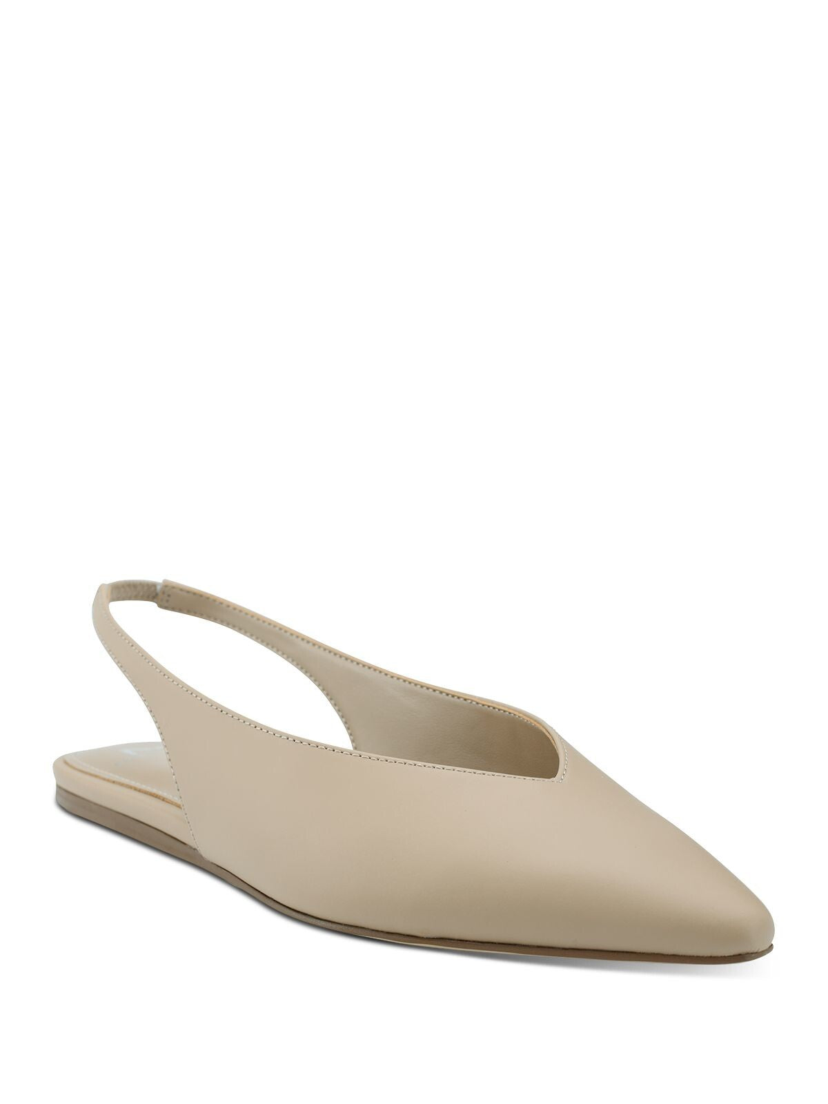 MARC FISHER Womens Beige Slingback Padded Graceful Pointed Toe Slip On Leather Flats Shoes 7 M