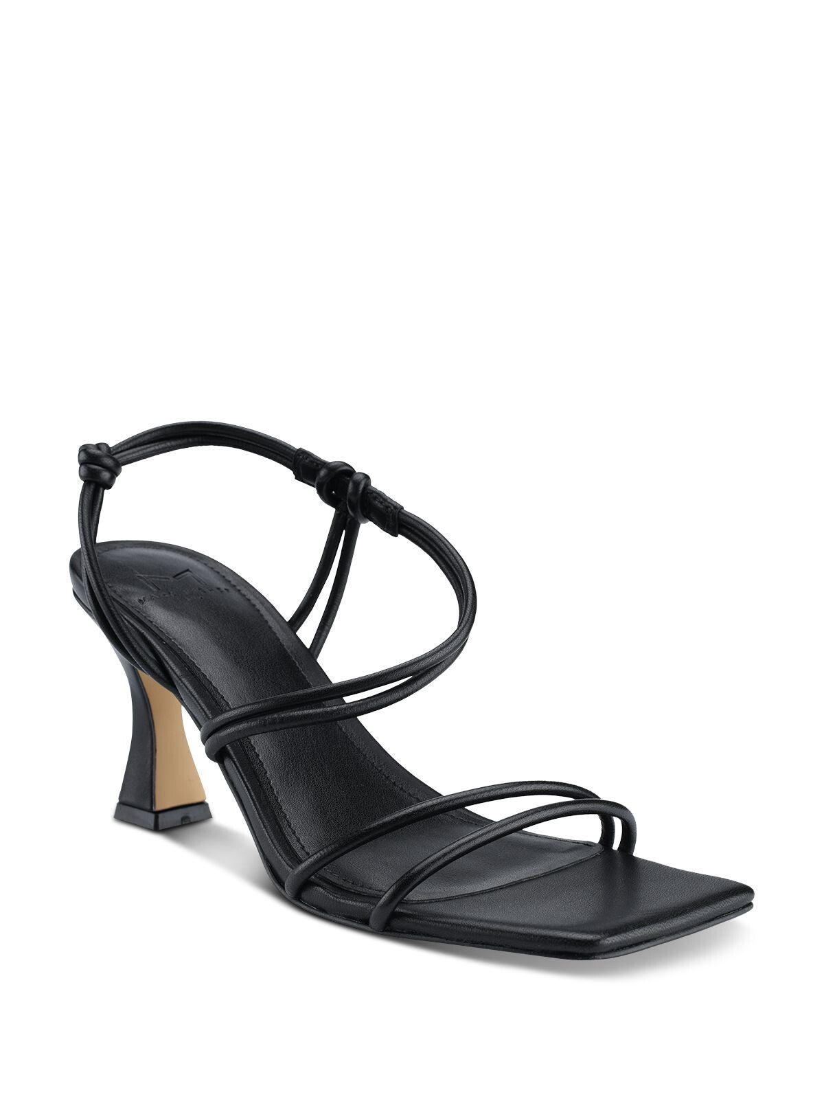 MARC FISHER LTD Womens Black Asymmetrical Padded Davia Square Toe Flare Slip On Leather Slingback Sandal 5.5 M
