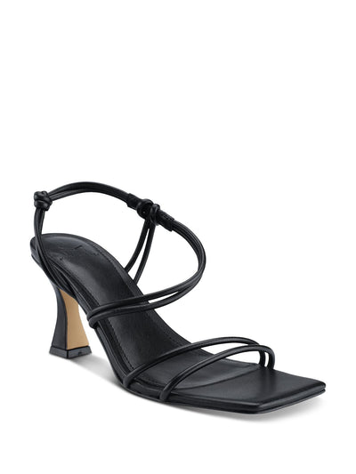 MARC FISHER LTD Womens Black Asymmetrical Padded Davia Square Toe Flare Slip On Leather Slingback Sandal 5.5 M