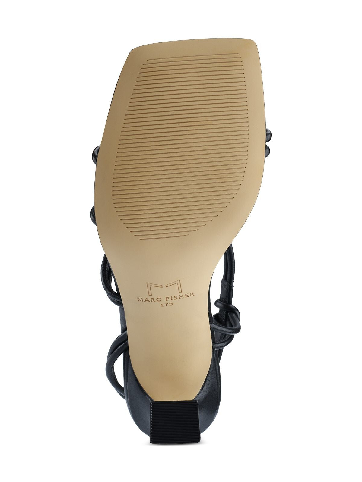 MARC FISHER LTD Womens Black Asymmetrical Padded Davia Square Toe Flare Slip On Leather Slingback Sandal M