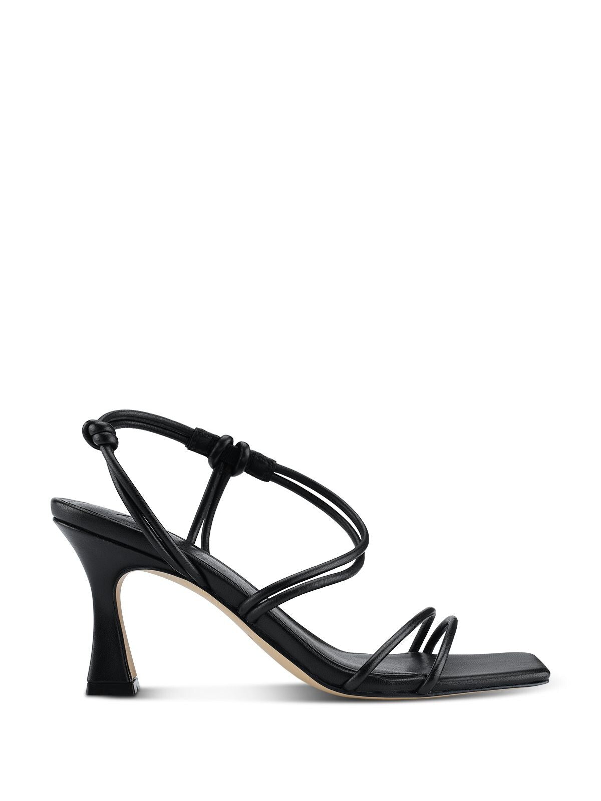 MARC FISHER LTD Womens Black Asymmetrical Padded Davia Square Toe Flare Slip On Leather Slingback Sandal 5.5 M