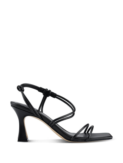 MARC FISHER LTD Womens Black Asymmetrical Padded Davia Square Toe Flare Slip On Leather Slingback Sandal 5.5 M