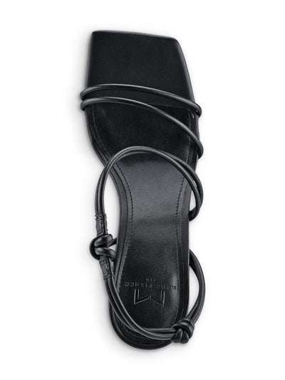 MARC FISHER Womens Black Asymmetrical Padded Davia Square Toe Flare Slip On Leather Slingback Sandal 7.5 M
