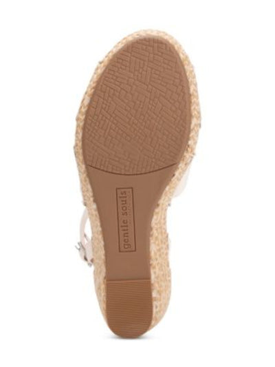 GENTLE SOULS KENNETH COLE Womens Ivory 1" Platformcrossband Upper Cut Out Breathable Charli Round Toe Wedge Buckle Leather Espadrille Shoes M