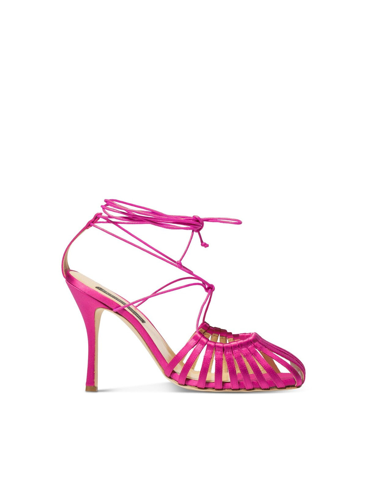 CHELSEA PARIS Womens Pink Strappy Finn Open Toe Stiletto Lace-Up Leather Dress Pumps Shoes 38