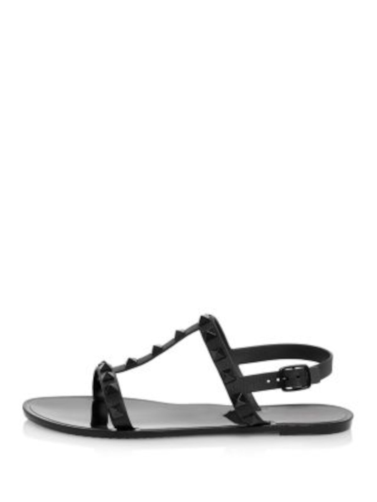 AQUA Womens Black T Strap Studded Jelly Sandal Ii Round Toe Buckle Slingback Sandal 9