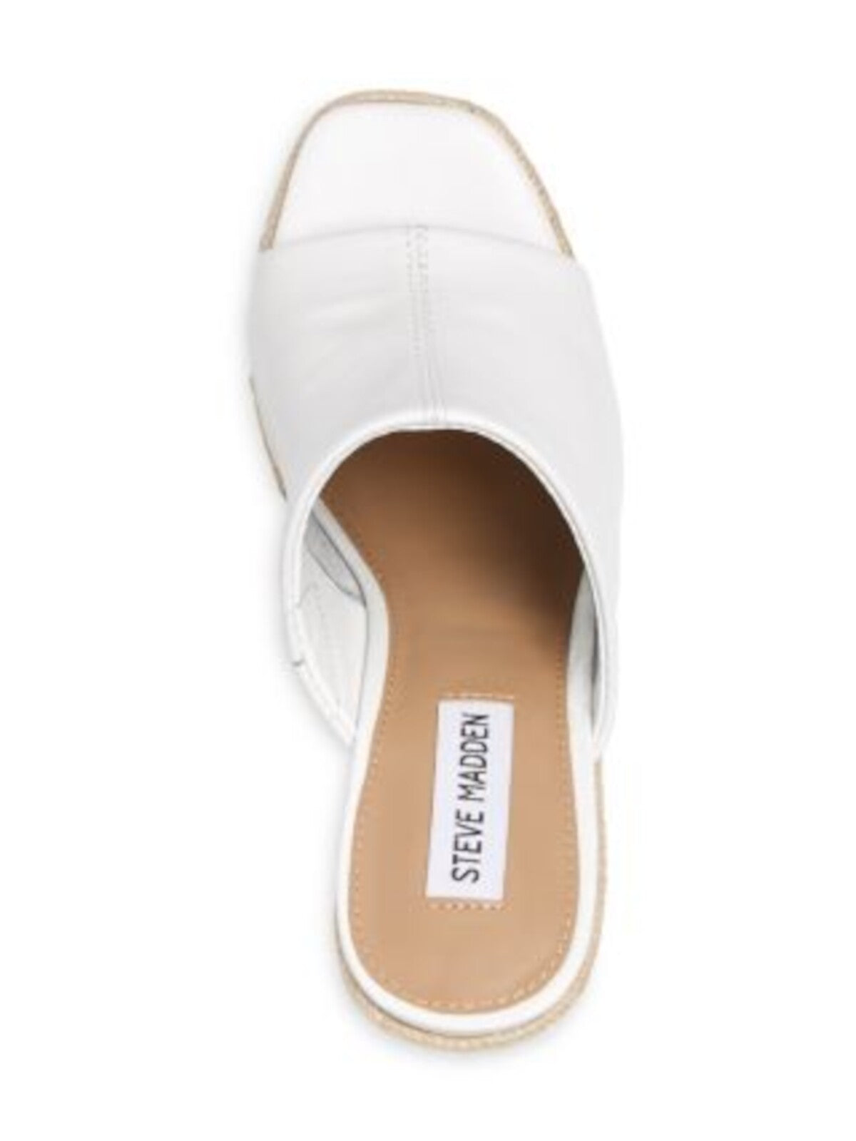 STEVE MADDEN Womens White Goring Urge Square Toe Wedge Slip On Leather Espadrille Shoes 8.5 M