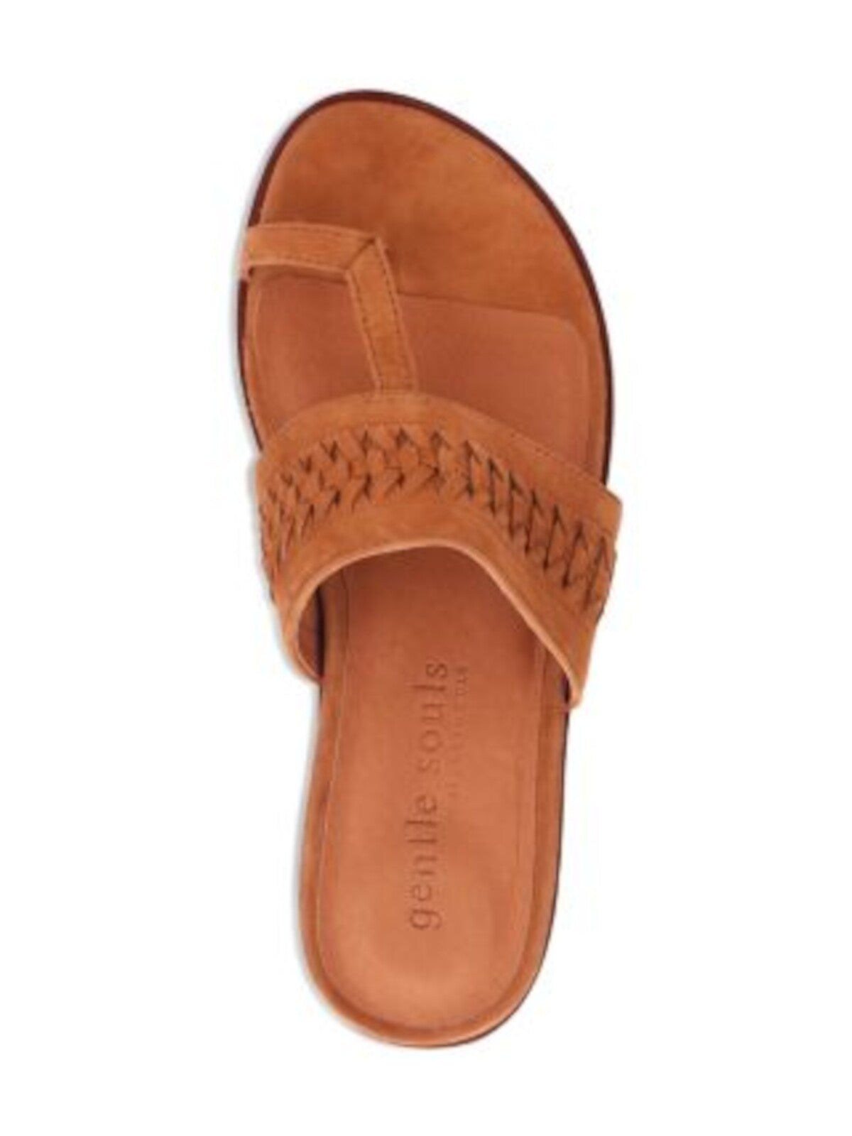 GENTLE SOULS KENNETH COLE Womens Brown Toe Strap Woven Padded Lavern Round Toe Platform Slip On Leather Thong Sandals Shoes 5 M