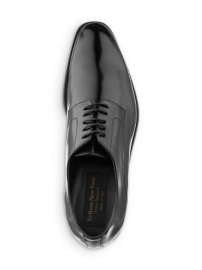 TO BOOT NEW YORK Mens Black Derby Padded Amedeo Square Toe Block Heel Lace-Up Leather Dress Oxford Shoes 12 M