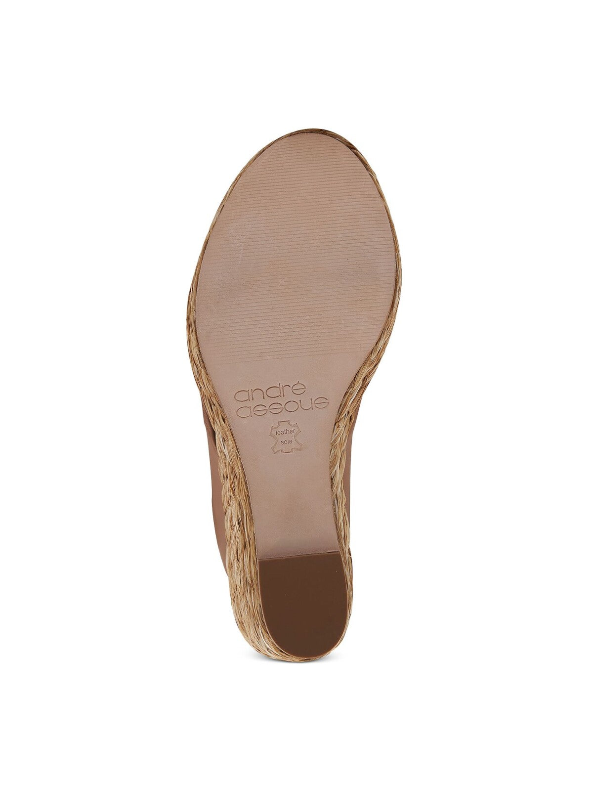ANDRE ASSOUS Womens Beige 1" Platform Comfort Opal Open Toe Wedge Slip On Leather Espadrille Shoes