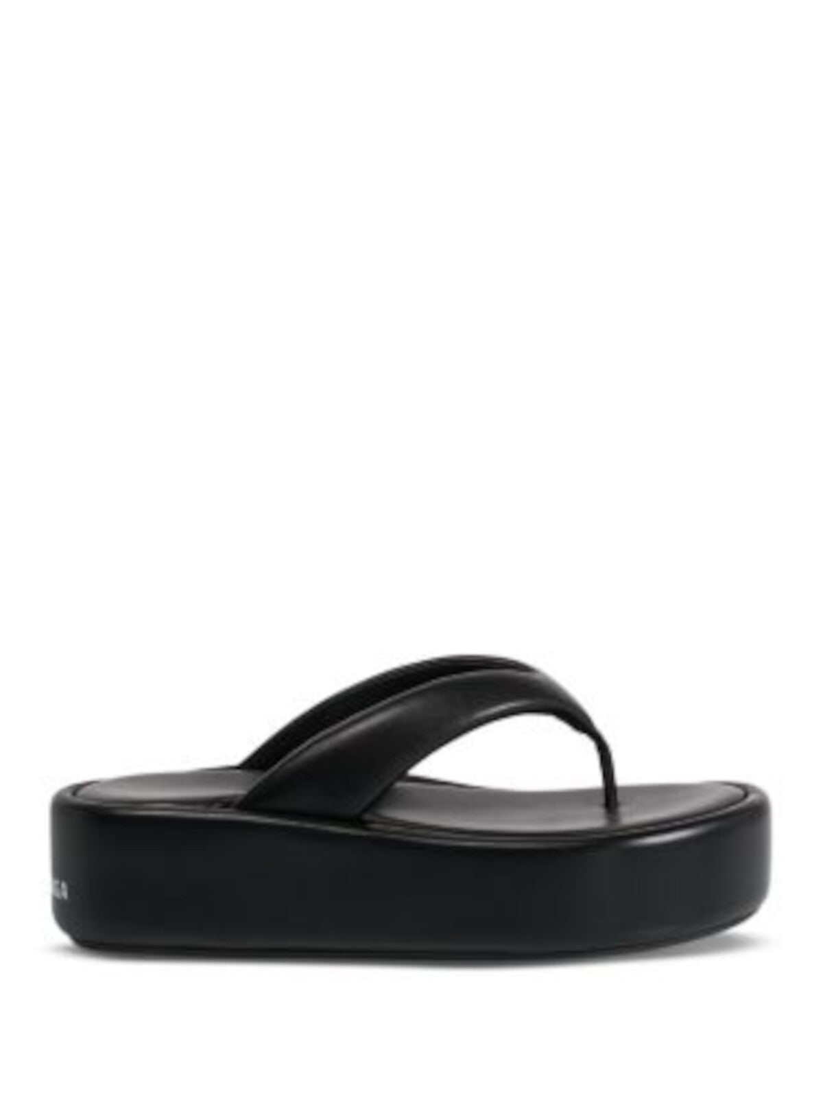 BALENCIAGA Womens Black Padded Rise Round Toe Platform Slip On Leather Thong Sandals Shoes 40