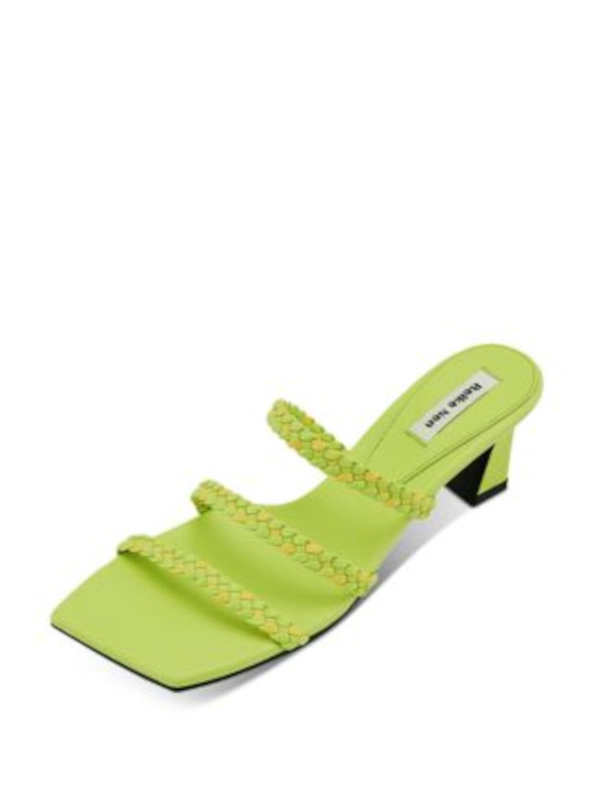 REIKE NEN Womens Green Color Block Braided Padded French Square Toe Flare Slip On Leather Heeled Sandal 37