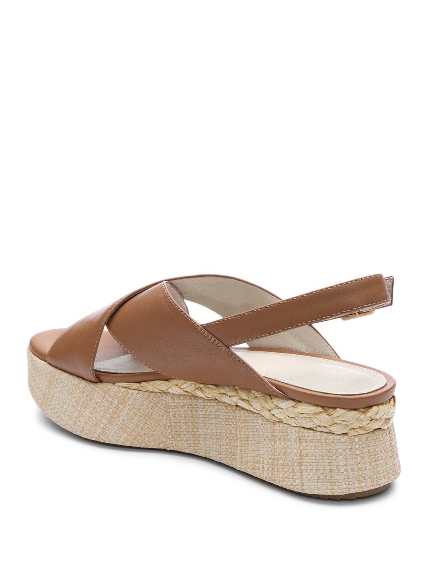 SANCTUARY Womens Beige 1-1/2" Platform Woven Crisscross Straps Adjustable Strap Cushioned All Smiles Round Toe Wedge Buckle Leather Espadrille Shoes 9.5