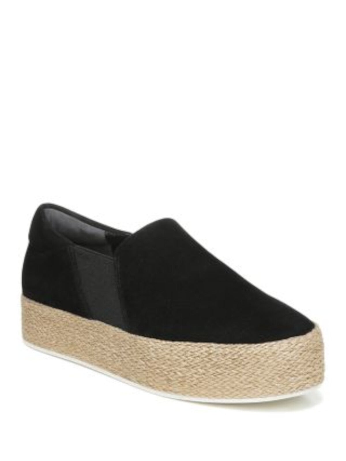 VINCE. Womens Black Woven Goring Wilden Round Toe Platform Slip On Leather Espadrille Shoes 7 M