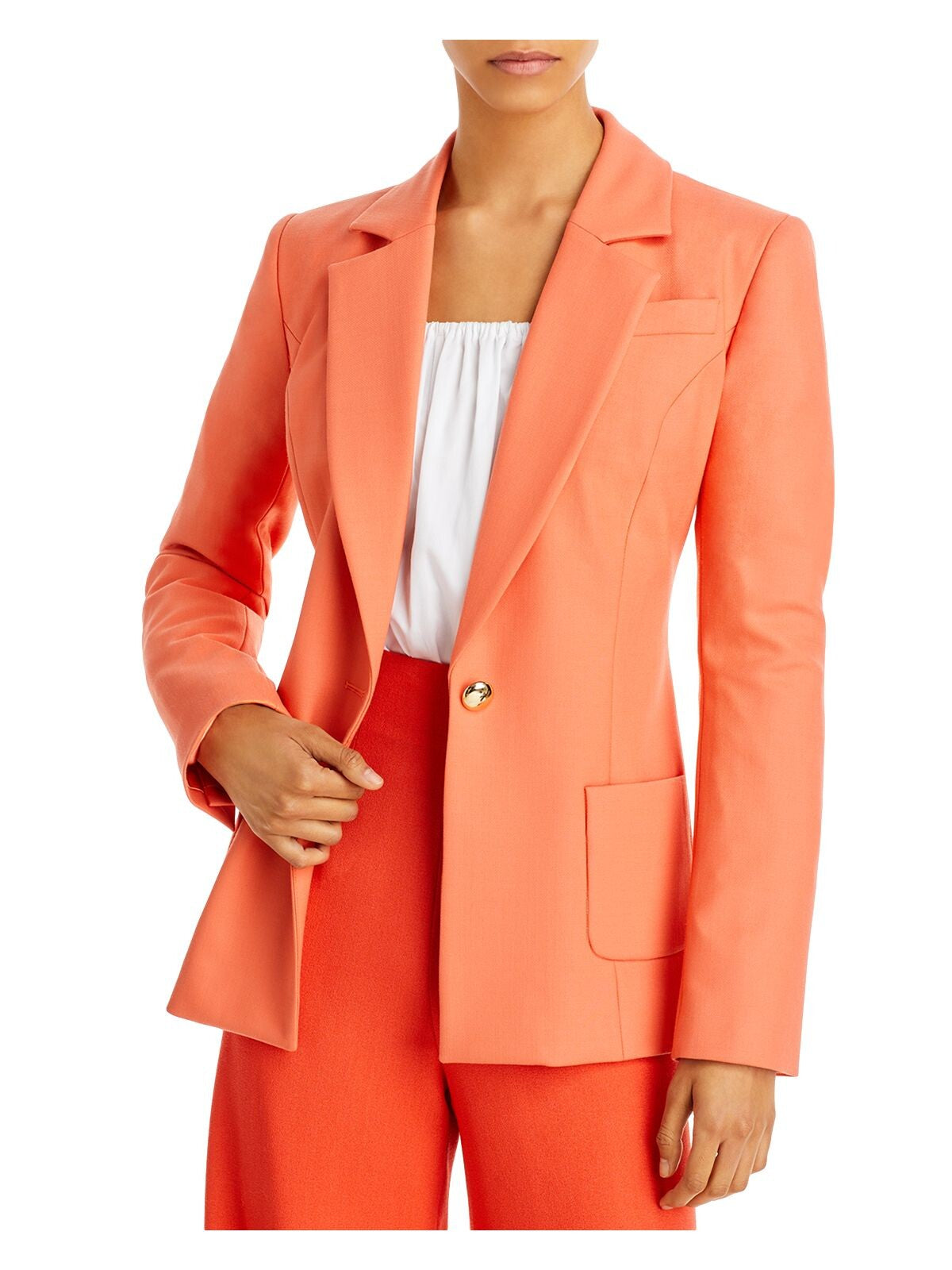 SERGIO HUDSON Womens Orange Textured Pocketed Lined Shoulder Pads Back Slits Wear To Work Blazer Jacket 10