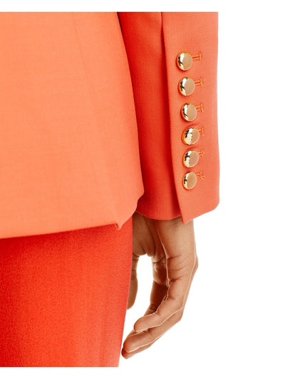 SERGIO HUDSON Womens Orange Textured Pocketed Lined Shoulder Pads Back Slits Wear To Work Blazer Jacket 0